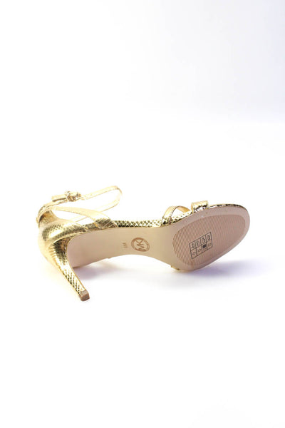 Michael Michael Kors Womens Gold Metallic Leather KIMBERLY SANDALS Shoes Size 6M