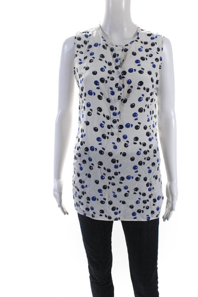 Equipment Femme Womens Silk Crepe Cherry Printed Blouse Top White Size S