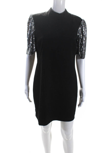 Nicole Miller Womens Sequin Sleeve Dress Black Size M 14080471