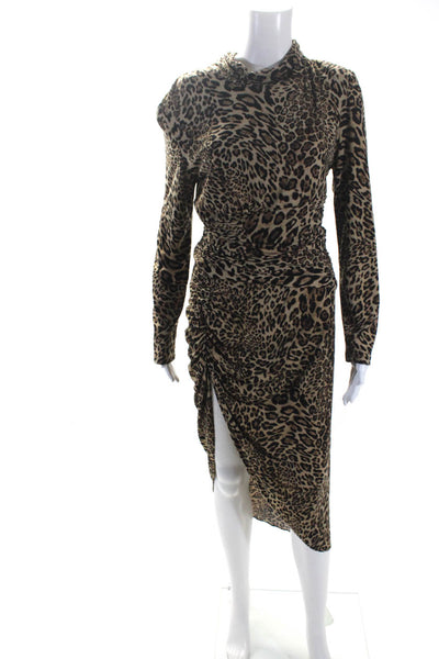 Ronny Kobo Womens Cheetah Bruna Dress Brown Size L 14054593