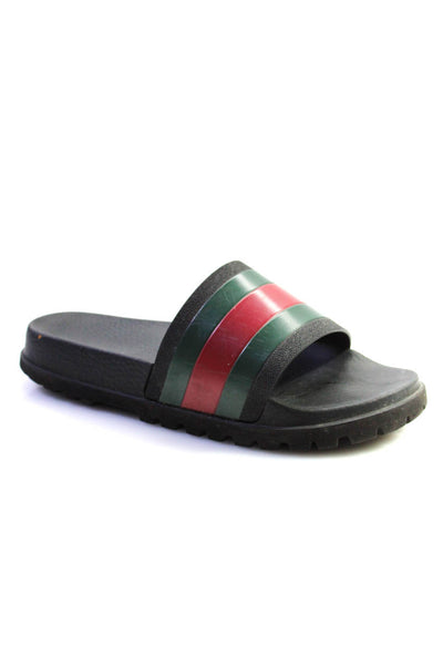 Gucci Womens Rubber Slide On Pool Sandals Black Size 8