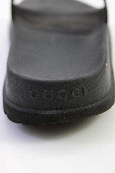 Gucci Womens Rubber Slide On Pool Sandals Black Size 8