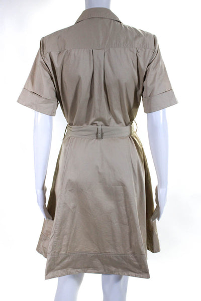 J Crew Womens Button Front Short Sleeve Collared Shirt Dress Brown Size 8