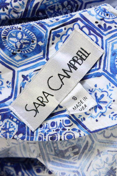 Sara Campbell Womens Half Sleeve V Neck Ric Rac Printed Midi Dress Blue Small