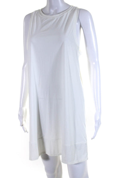 Athleta Womens Scoop Neck Perforated Trim Mini Tank Dress White Size Small