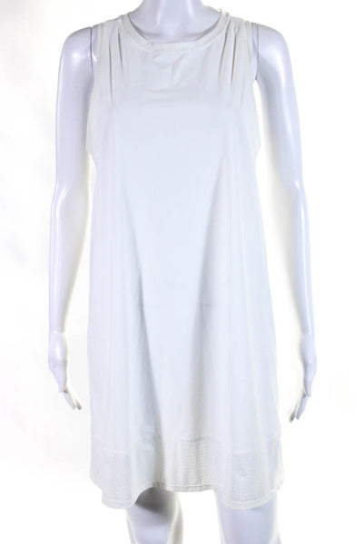 Athleta Womens Crew Neck Perforated Trim Mini Tank Dress White Size ST