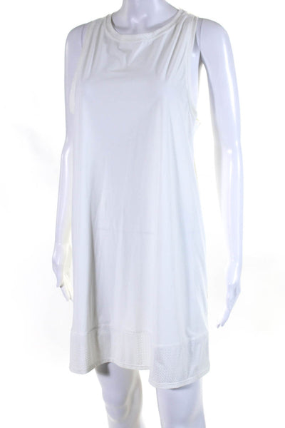 Athleta Womens Crew Neck Perforated Trim Mini Tank Dress White Size ST