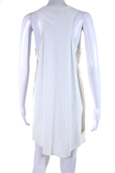 Athleta Womens Crew Neck Perforated Trim Mini Tank Dress White Size ST