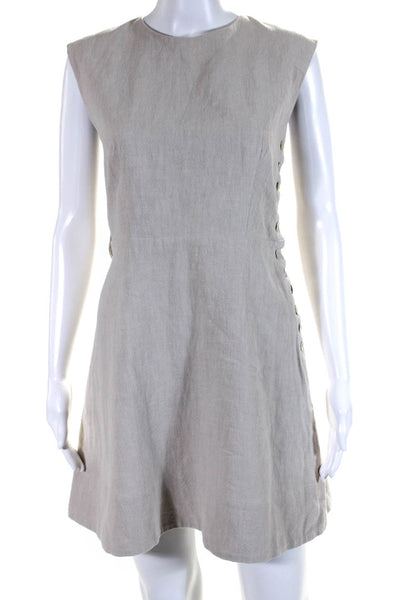 Belize Womens Side Button Sleeveless Round Neck Darted Sheath Dress Beige Size 2