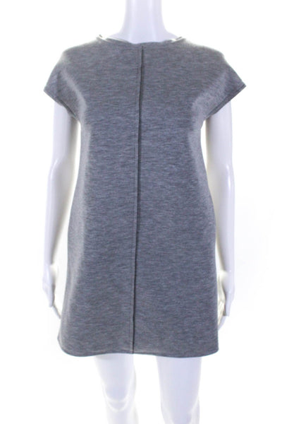 Ottod Ame Womens V Back Neoprene Sleeveless Shift Dress Heather Gray Size 2