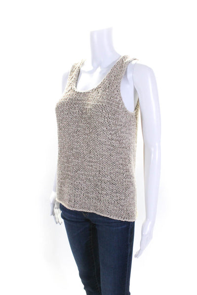 Michael Kors Womens Scoop Neck Chunky Knit Tank Top Blouse Beige Cotton Medium