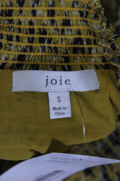 Joie Womens Spotted Print High Neck Sleeveless Keyhole Top Blouse Yellow Small