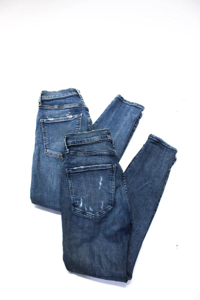 Agolde Womens Cotton Denim Mid-Rise Distressed Skinny Jeans Blue Size 26 Lot 2