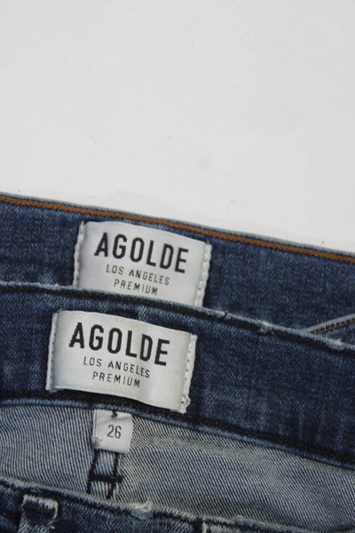 Agolde Womens Cotton Denim Mid-Rise Distressed Skinny Jeans Blue Size 26 Lot 2