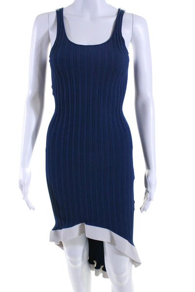 Esteban Cortazar Womens Rib Knit Tank Dress Blue Size MR 12408870