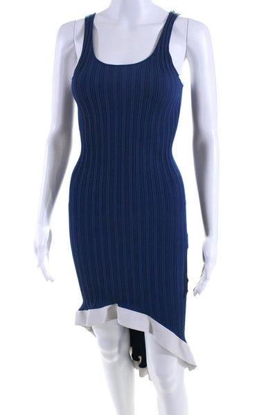 Esteban Cortazar Womens Rib Knit Tank Dress Blue Size MR 12408870