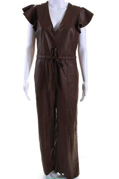 Sachin & Babi Womens Kaydie Faux Leather Jumpsuit Brown Size 4R 14397060