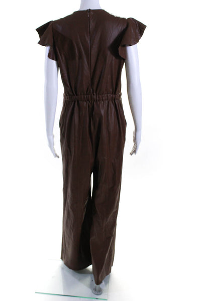 Sachin & Babi Womens Kaydie Faux Leather Jumpsuit Brown Size 2R 14397472