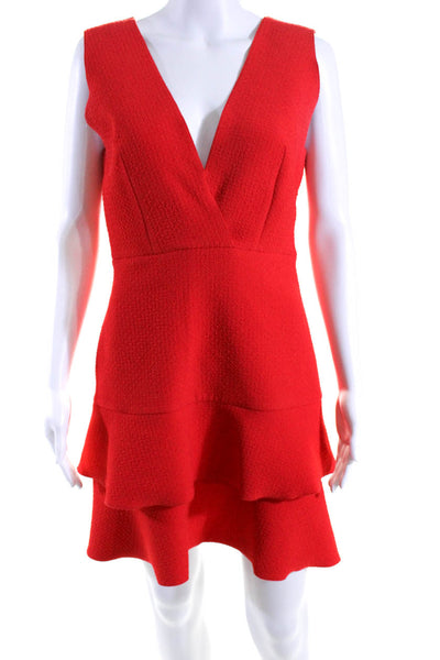 Sandro Womens Sleeveless V Neck Knee Length A Line Dress Red Size Small