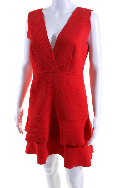 Sandro Womens Sleeveless V Neck Knee Length A Line Dress Red Size Small