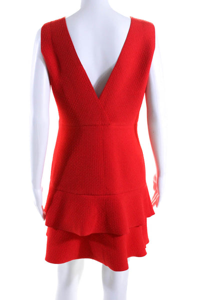 Sandro Womens Sleeveless V Neck Knee Length A Line Dress Red Size Small