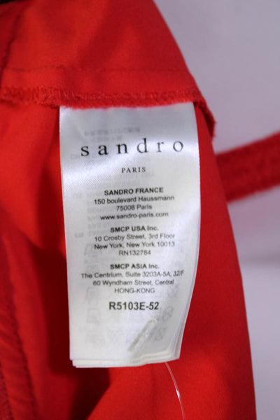 Sandro Womens Sleeveless V Neck Knee Length A Line Dress Red Size Small