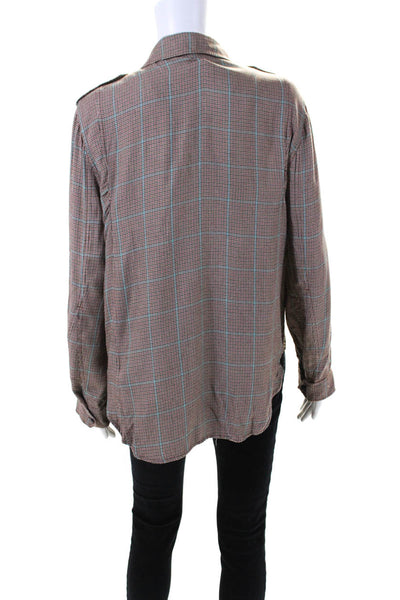 rag & bone Womens Field Plaid Blouse Brown Size L 14657923