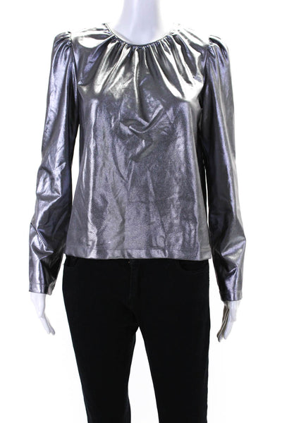 Derek Lam Collective Womens Silver Pleated Top Silver Size 40 14617578