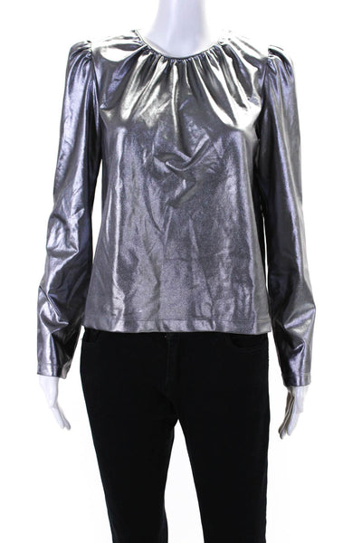 Derek Lam Collective Womens Silver Pleated Top Silver Size 44 14617446