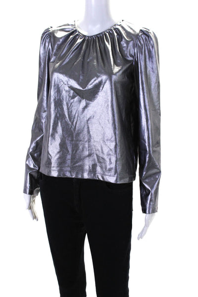 Derek Lam Collective Womens Silver Pleated Top Silver Size 38 14616379