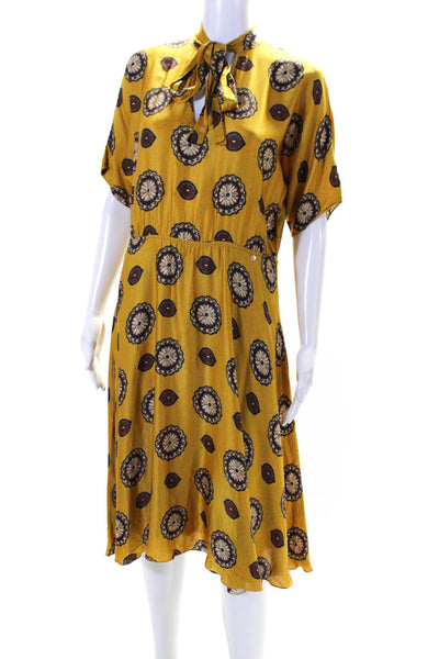 NISSA Womens Marigold Print Dress Yellow Size 38R 13496784