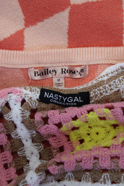 Nasty Gal Bailey Rose Womens Knit Sheath Dress Crochet Crop Top Medium Lot 2