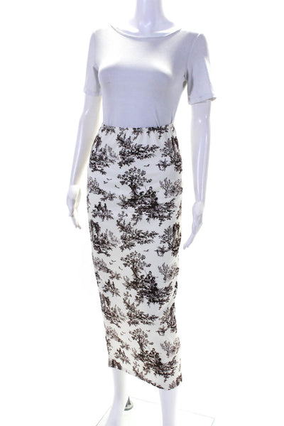 Solado Womens Toile Print Stretch Midi Length Pencil Skirt Brown White Small