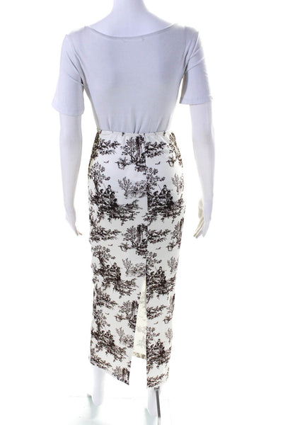 Solado Womens Toile Print Stretch Midi Length Pencil Skirt Brown White Small