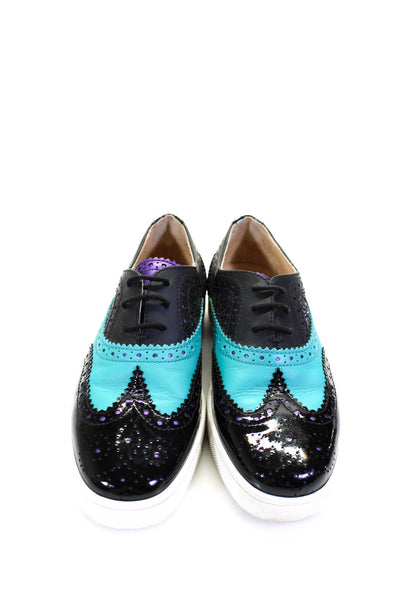 Christian Louboutin Womens Leather Glitter Oxford Sneakers Multi Colored Size 39