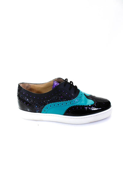 Christian Louboutin Womens Leather Glitter Oxford Sneakers Multi Colored Size 39