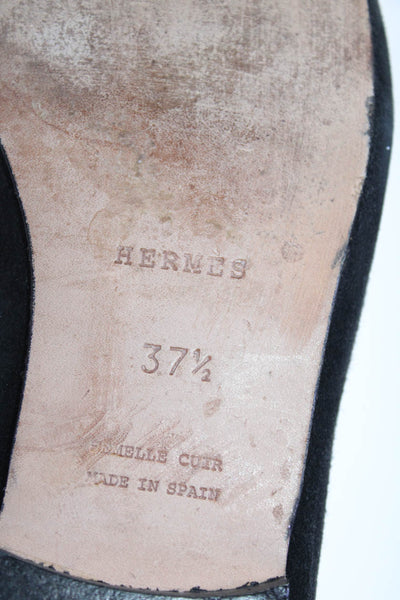 Hermes Womens Sun Graphic Slide On Flats Black White Size 37.5 7.5