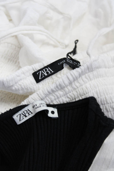 Zara Womens Smocked Ribbed Dresses White Black Size Extra Small Small Lot 2