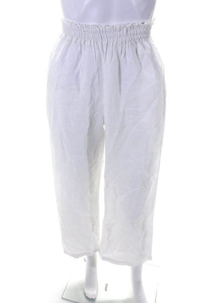 Parentezi Womens Linen High Rise Wide Leg Pants White Size Small