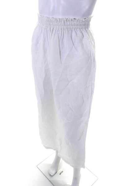 Parentezi Womens Linen High Rise Wide Leg Pants White Size Small