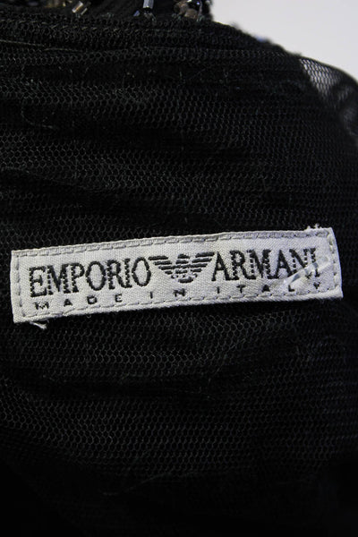Emporio Armani Womens Silk Chiffon Beaded Scoop Neck Tank Top Black Size 42