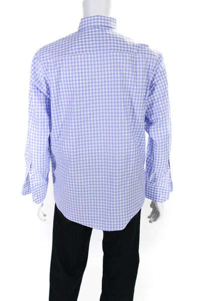 Eton Mens Cotton Check Print Long Sleeve Button Down Shirt Top Purple Size M