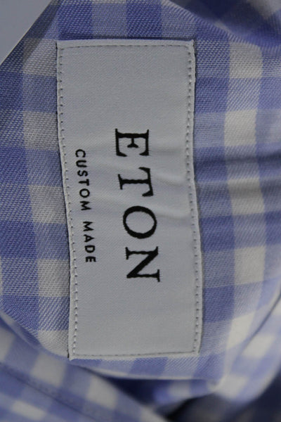 Eton Mens Cotton Check Print Long Sleeve Button Down Shirt Top Purple Size M