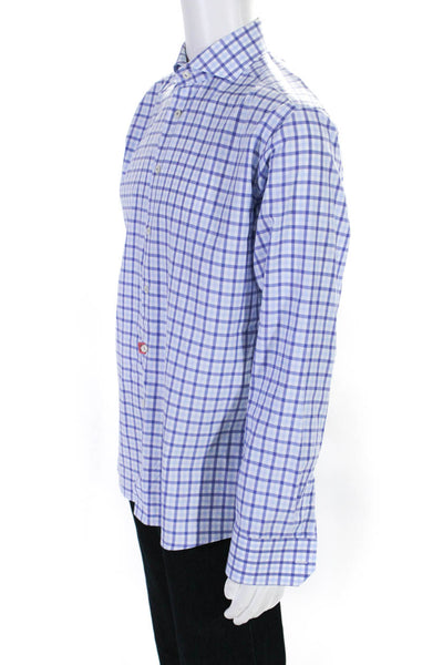 Eton Mens Cotton Plaid Print Slim Long Sleeve Button Up Shirt Multicolor Size L