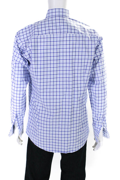Eton Mens Cotton Plaid Print Slim Long Sleeve Button Up Shirt Multicolor Size L
