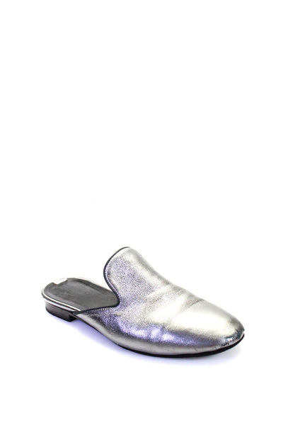 Rag & Bone Womens Leather Slide On Mules Flats Silver Size 38.5 8.5