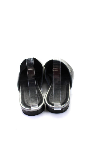 Rag & Bone Womens Leather Slide On Mules Flats Silver Size 38.5 8.5