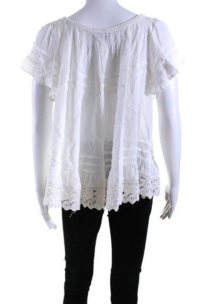 Muche Et Muchette Womens Crochet Trim Short Sleeves Blouse White Size One Size