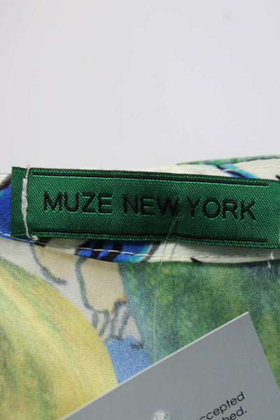 Muze Womens Floral Print Satin Sleeveless Vest Blouse Multicolor Size Medium