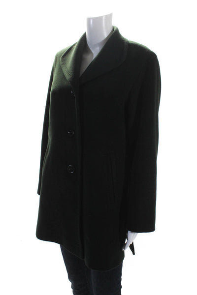 Cinzia Rocca Womens Wool Long Sleeve Two Button Pea Coat Dark Green Size 4